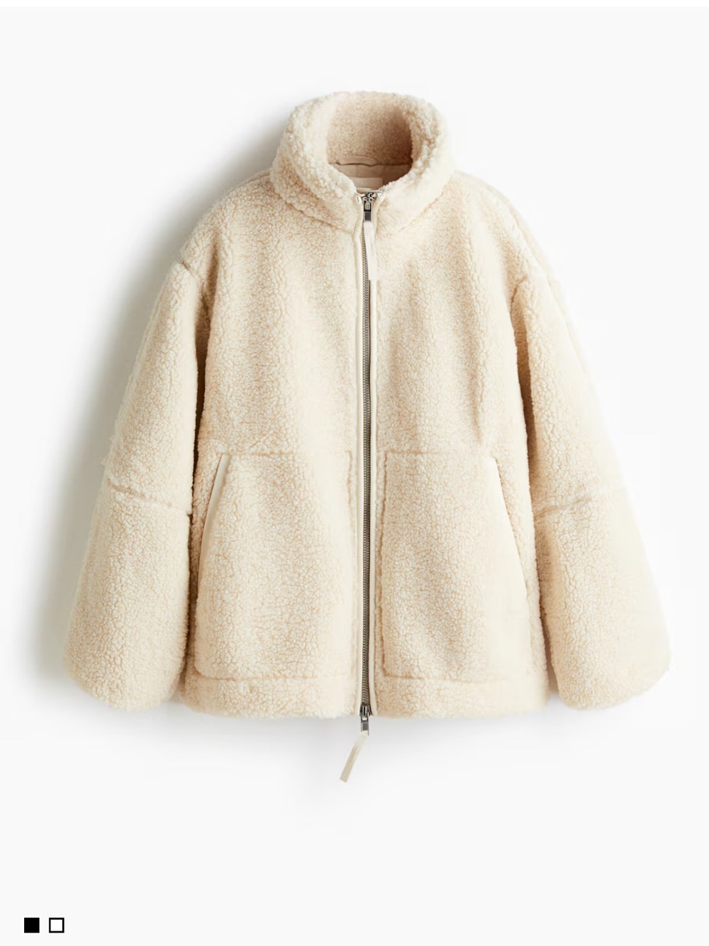 H&M Cream Teddy Zip-Up Jacket